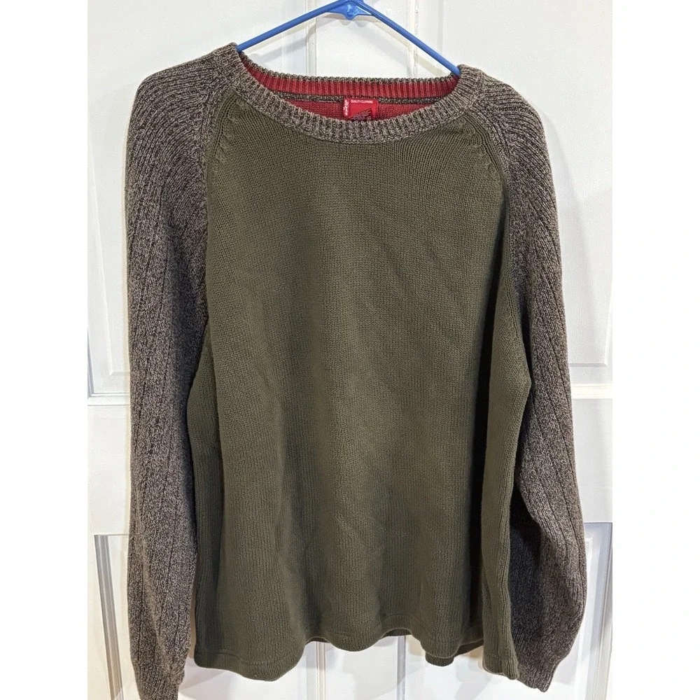 Levis Mens Long Sleeve Sweater Size 2XL Olive‎ Green 100% Cotton Red Tag
